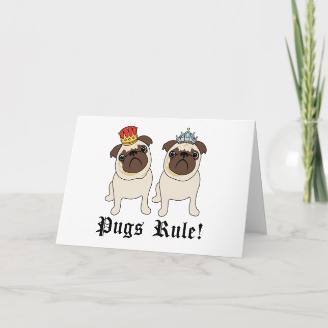 Kung och Queen Pug Cards (ej ifyllt) Kort (Framsida)