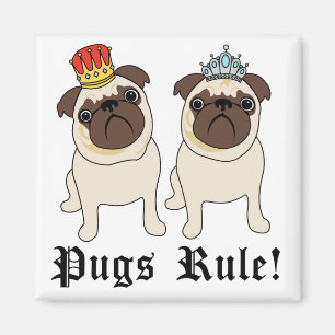 Kung och Queen Pug Magnet