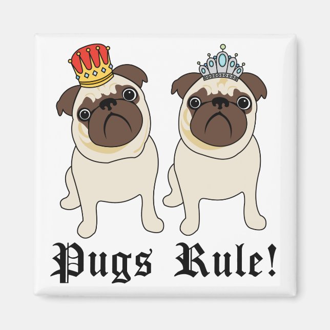 Kung och Queen Pug Magnet (Framsidan)