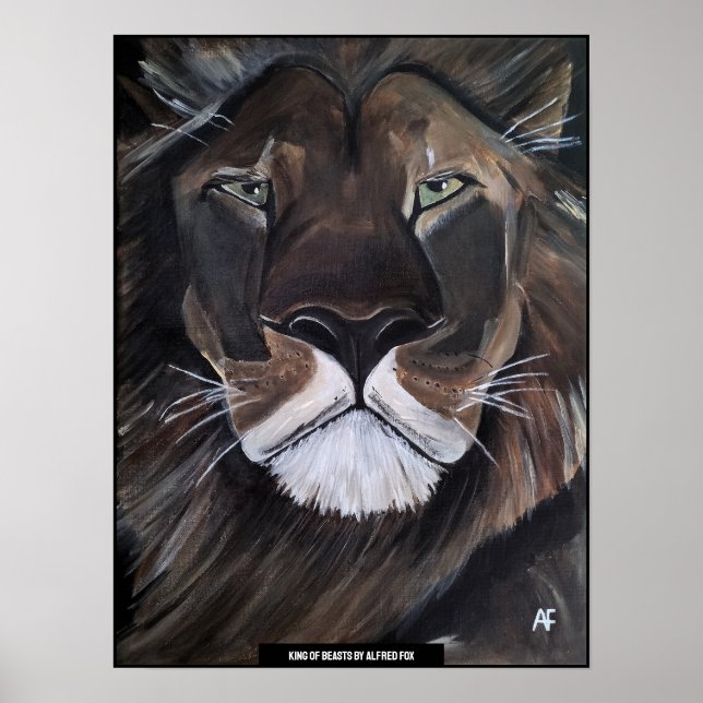 Kung över bestar målning av Alfred Fox Poster (Framsidan)