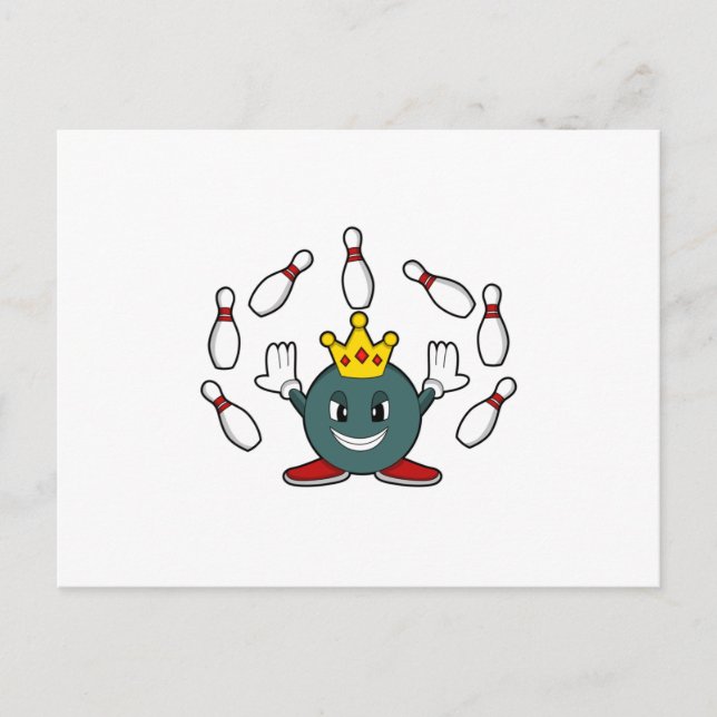 Kung på bowling med kägel vykort (Framsida)