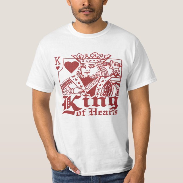 Kung på Hearts Card Play Valentine Day Manar T Shirt (Framsida)