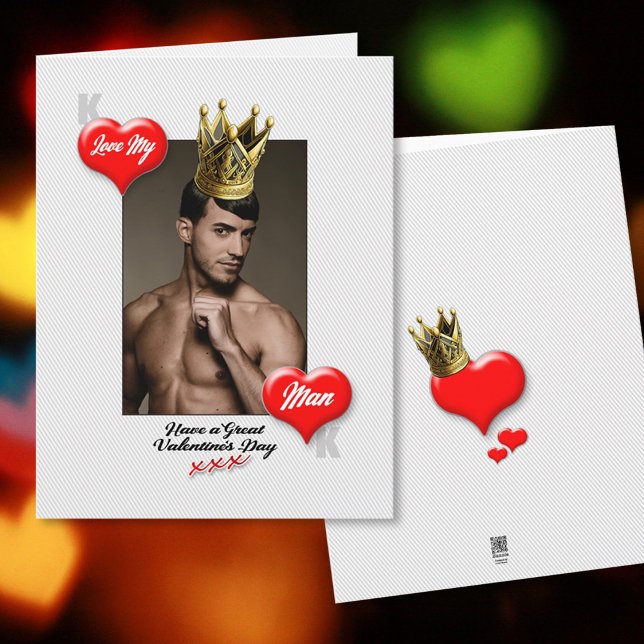Kung på Hearts Kärlek My Man Valentinkort Kort (Skapare uppladdad)