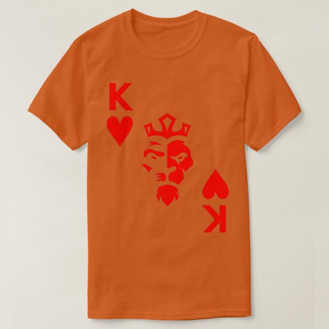 Kung på Hearts Poker Card Lejona Kung i Spelare T Shirt (Design framsida)