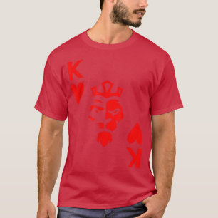 Kung på Hearts Poker Card Lejona Kung i Spelare T Shirt