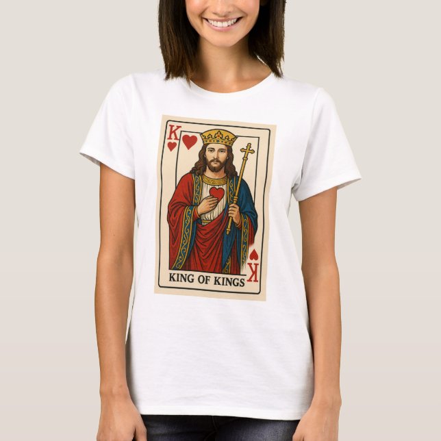 Kung på Kung Jesus-uppspelningskort T Shirt (Framsida)