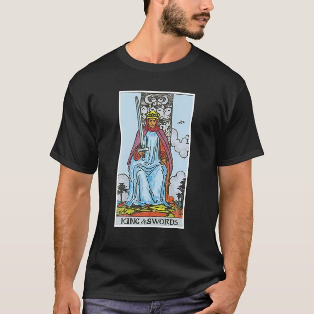Kung på svärd Tarot Card Occult Tro Divinatio T Shirt (Framsida)