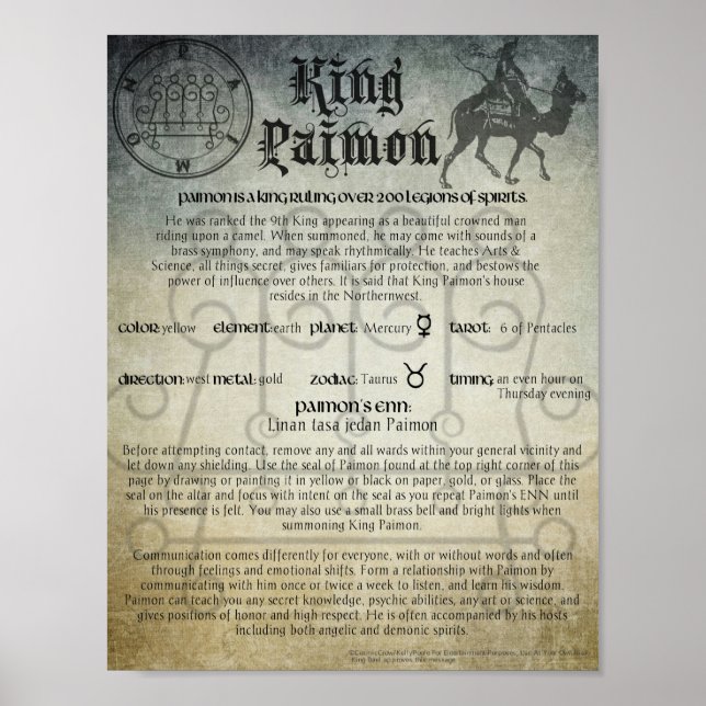 Kung Paimon Goetia Demonic Poster (Framsidan)
