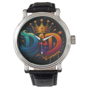 Kung Pappa Krona Graffiti krökt med Kärlek & Pride Armbandsur