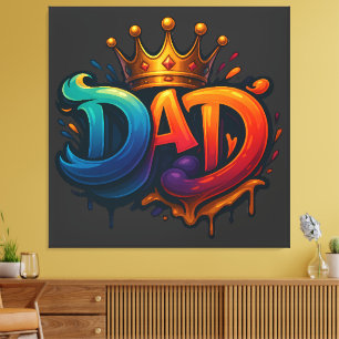 Kung Pappa Krona Graffiti krökt med Kärlek & Pride Canvastryck