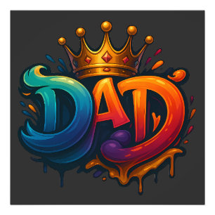 Kung Pappa Krona Graffiti krökt med Kärlek & Pride Fototryck