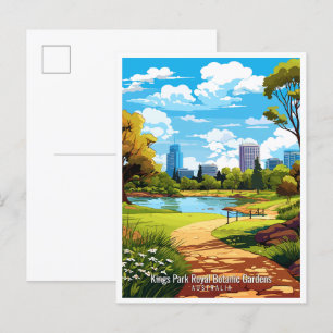Kung Park Royal vintage resor illustration Vykort