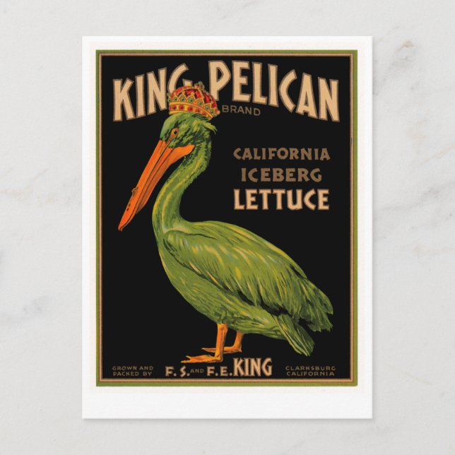 Kung Pelican Brand Lettuce Vykort (Framsida)