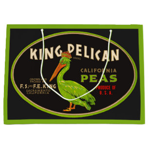 Kung Pelican California peas låda etikett