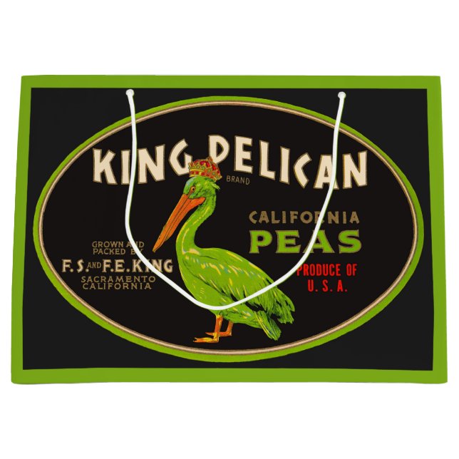 Kung Pelican California peas låda etikett (Framsidan)