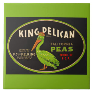 Kung Pelican California peas låda etikett Kakelplatta