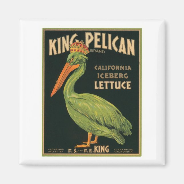 Kung Pelican Vintage Label Magnet (Framsidan)