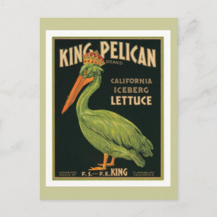 Kung Pelican Vintage Label Vykort