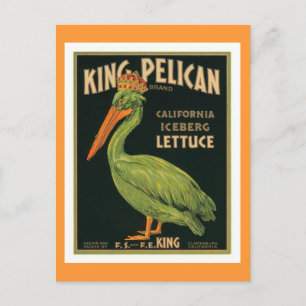 Kung Pelican Vintage Label Vykort