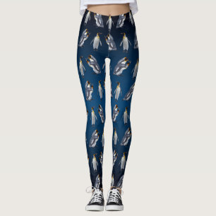 Kung Penguin Frenzy Leggings (Mörk blått blandning