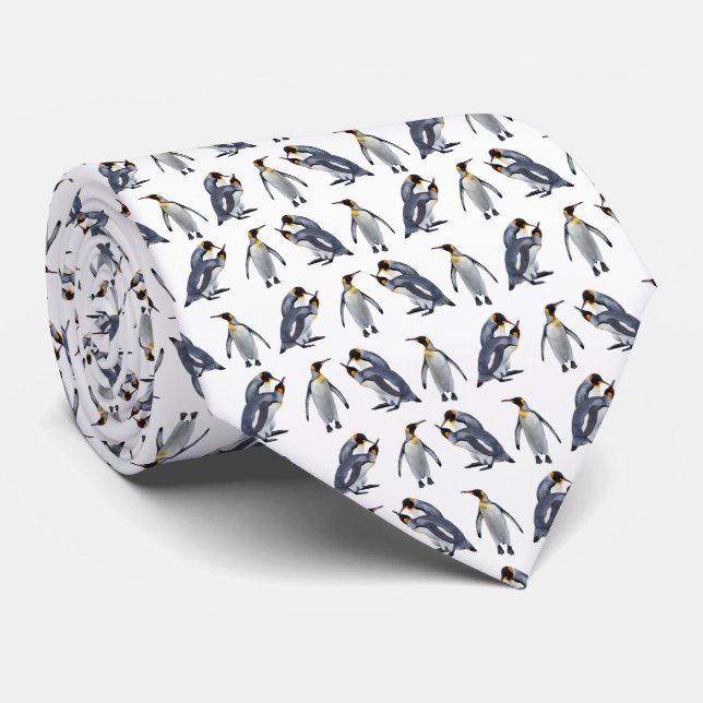 Kung Penguin Frenzy Tie (välj Färg) Slips (Rullad)