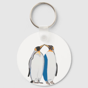 Kung Penguin Pair Kissing Nyckelring