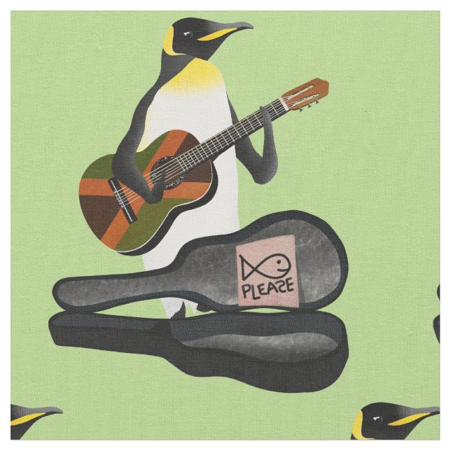 Kung Penguin Reggae Guitar Tyg (Närbild)
