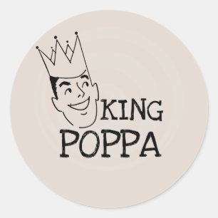 Kung Poppa T-shirts och presenter Runt Klistermärke