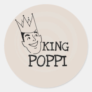 Kung Poppi T-tröjor och presenter Runt Klistermärke
