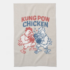 Kung Pow Chicken Funny Food Pun Kökshandduk
