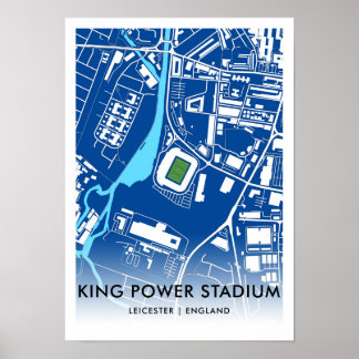 Kung Power Stadium Karta - Hem för Leicester City Poster