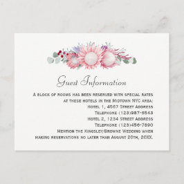 Kung Protea Botanical Bröllop Guest Information Vykort