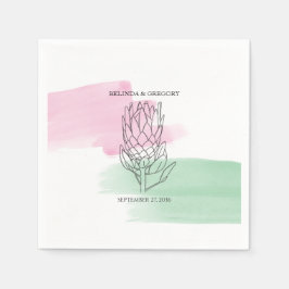 Kung Protea Watercolor Bröllop Pappersservett