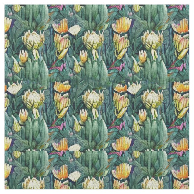 Kung Proteblommans vattenfärg, gammal botanisk Tyg (Närbild)