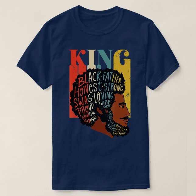 Kung Proud Melanated Pappa Black Fars dag Junetee T Shirt (Design framsida)
