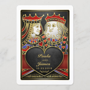 Kung & Queen Black, Red & Guld Vegas Inbjudningar