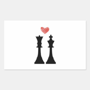 Kung & Queen Chess Kärlek Rektangulärt Klistermärke