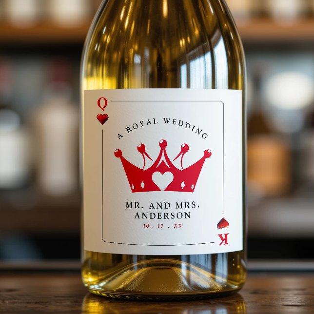 Kung & Queen of Hearts Casino Poker Card (King & Queen of Hearts Casino Poker Card Sparkling Wine Label
)