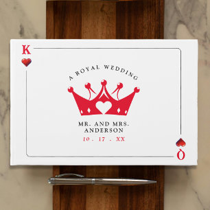 Kung & Queen of Hearts Casino Poker Card Bröllop Gästböcker