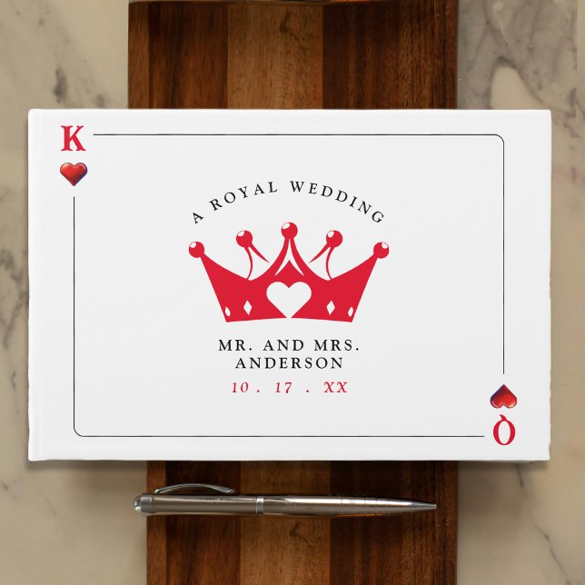 Kung & Queen of Hearts Casino Poker Card Bröllop Gästböcker (King & Queen of Hearts Casino Poker Card Wedding Guest Book
)