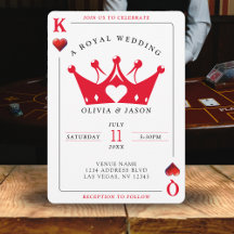 Kung & Queen of Hearts Casino Poker Card Bröllop