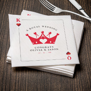 Kung & Queen of Hearts Casino Poker Card Bröllop Pappersservett