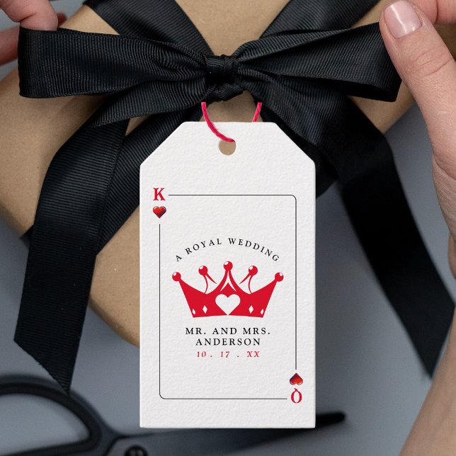 Kung & Queen of Hearts Casino Poker Card Presentetikett (King & Queen of Hearts Casino Poker Card Gift Tags
)