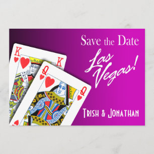 Kung & Queen of Hearts Las Vegas Bröllop lila Spara Datumet