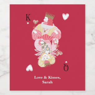 Kung & Queen of Hearts Personlig Vin-etiketter Vinflaska Etikett