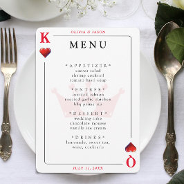 Kung & Queen of Hearts Spela kort Bröllop Menu