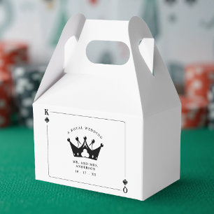 Kung & Queen of Klubbs Casino Poker Card Bröllop Presentaskar