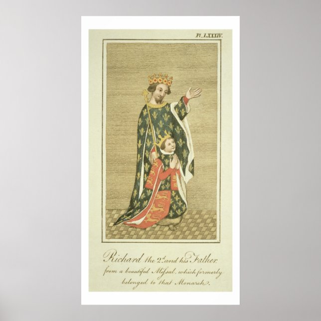 Kung Richard II (1367-1400) med sin far Edward Poster (Framsidan)