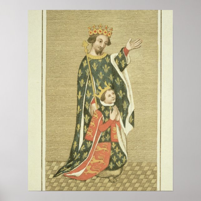 Kung Richard II (1367-1400) med sin far Edward Poster (Framsidan)