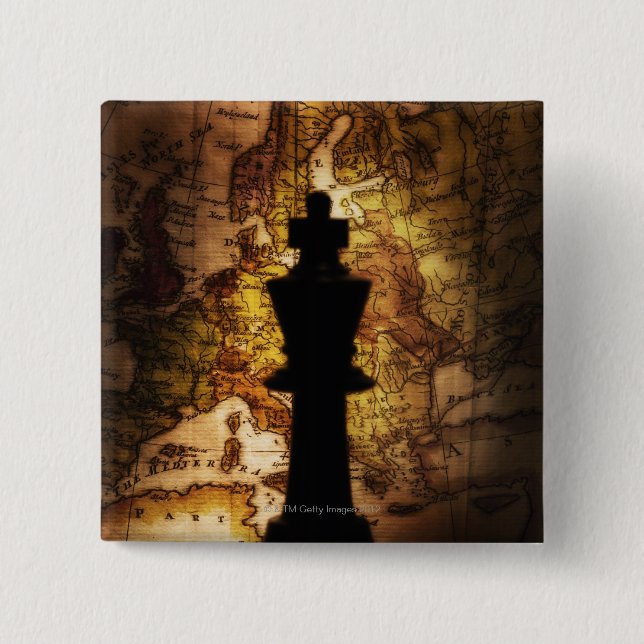 Kung schess biet på den gamla världskartan knapp (Framsida)